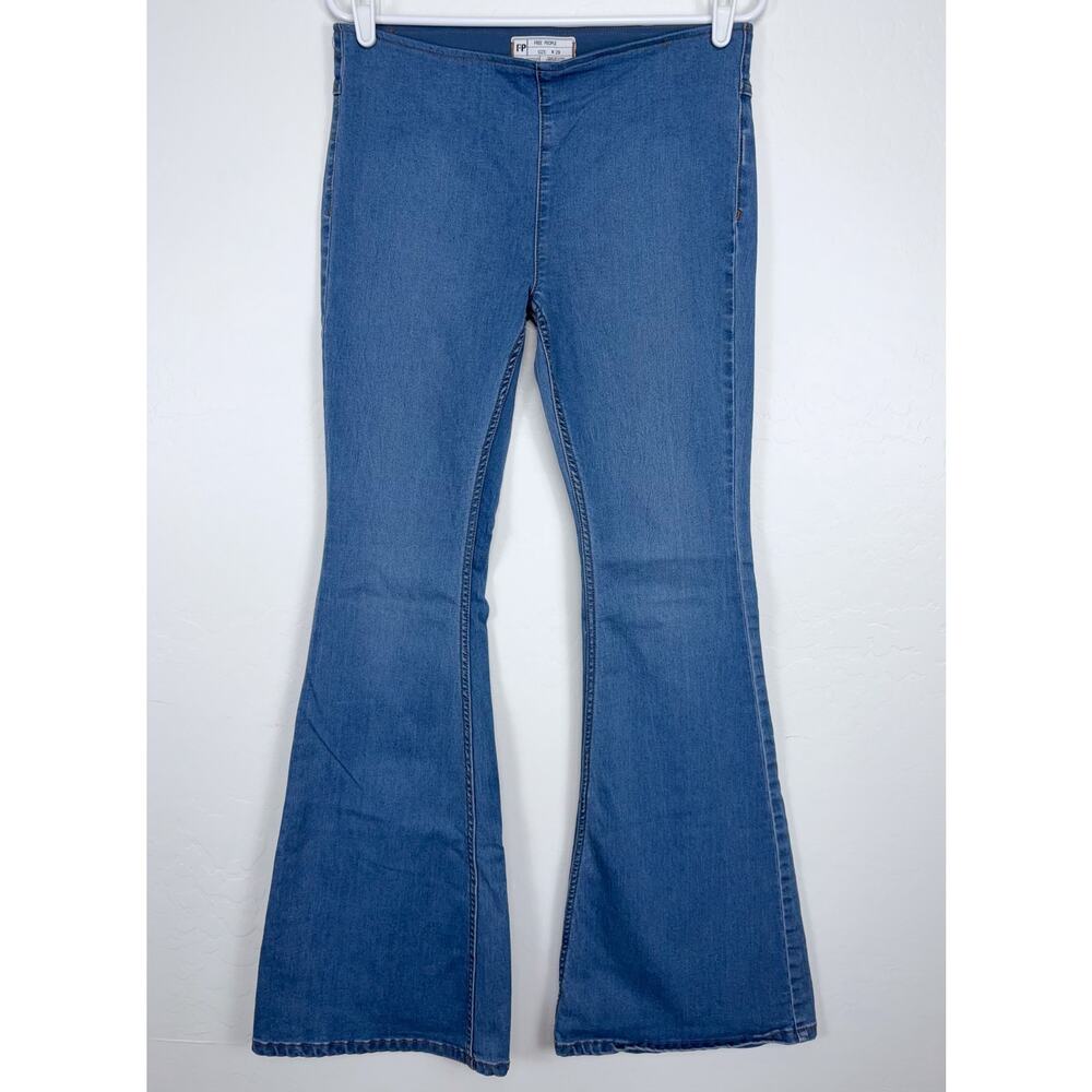 Free People Penny Pull On Flare Jeans in Riviera Blue Size 29 Boho Festival 70s